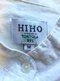 HIHO DESIGNED BY TORTOLA WHITE LINEN COLLARLESS LONG SLEEVED SHIRT DRESS  SIZE M