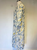 POETRY BLUE,YELLOW & WHITE PRINT HALF SLEEVE RELAXED FIT SHIFT DRESS SIZE 10