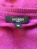 HOBBS PURPLE SILK & CASHMERE BLEND ROUND NECK 3/4 SLEEVED CARDIGAN  SIZE 10