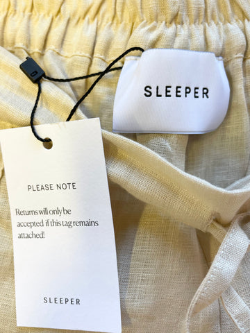 BRAND NEW WITH TAGS UKRAINE DESIGNER SLEEPER 100% LINEN CREAM PYJAMAS SIZE 1- ONE SIZE