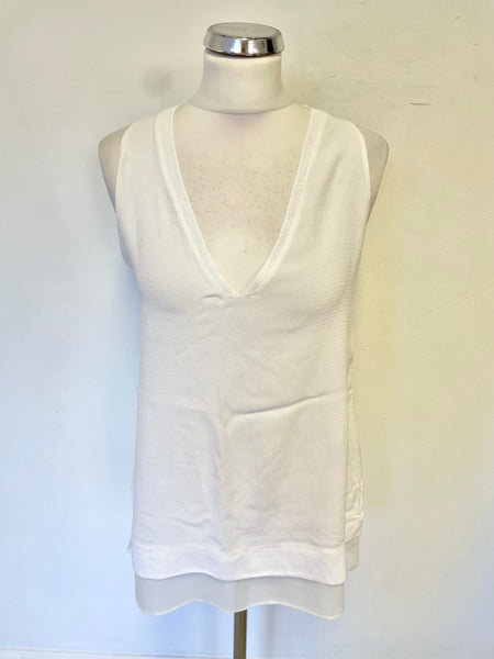 MASSIMO DUTTI WHITE V NECK SLEEVELESS TOP SIZE L