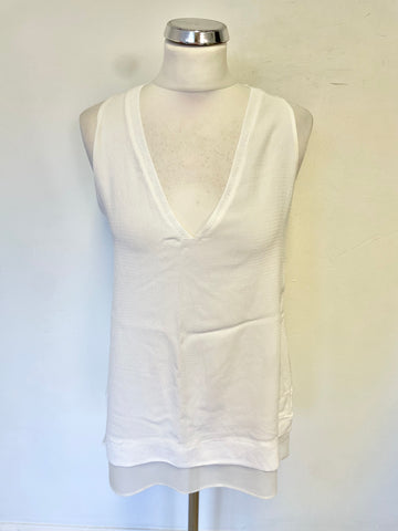 MASSIMO DUTTI WHITE V NECK SLEEVELESS TOP SIZE L