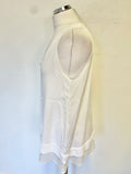 MASSIMO DUTTI WHITE V NECK SLEEVELESS TOP SIZE L