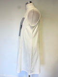 BRAND NEW DKNY WHITE LOGO PRINT SLEEVELESS A-LINE DRESS SIZE M