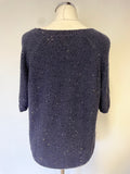 WHISTLES NAVY BLUE SEQUINNED SHORT SLEEVE JUMPER  SIZE 8