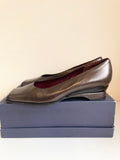 BRAND NEW ITALIAN MAURI BRONZE LEATHER LOW HEEL COURT SHOES  SIZE 4/37