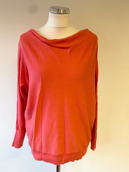 MINT VELVET CORAL SPARKLE COWL NECK LONG SLEEVED JUMPER  SIZE M