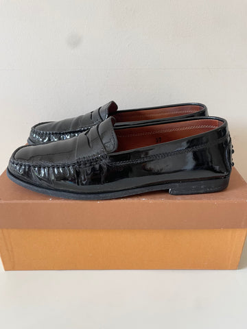 TODS PELLAME BLACK PATENT LEATHER LOAFERS SIZE 4/37