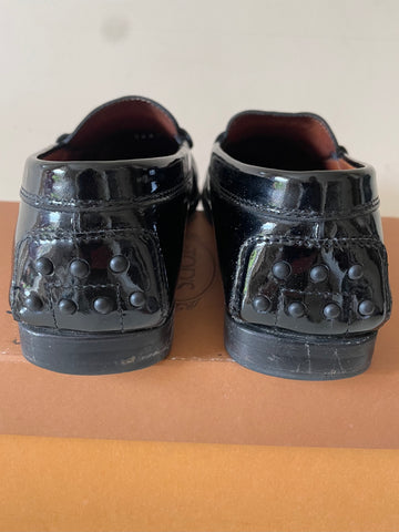 TODS PELLAME BLACK PATENT LEATHER LOAFERS SIZE 4/37