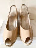 RUSSELL & BROMLEY NUDE PATENT PEEPTOE SLINGBACK ESPADRILLE WEDGE HEELS SIZE 5/38