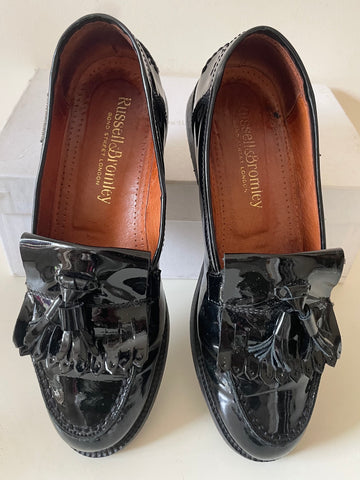 RUSSELL & BROMLEY CITY SLICK BLACK PATENT LEATHER LOAFERS SIZE 4/37