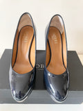 HOBBS BLAISE NAVY BLUE PATENT LEATHER PLATFORM COURT SHOES SIZE 4.5/ 37.5