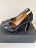 HOBBS BLAISE NAVY BLUE PATENT LEATHER PLATFORM COURT SHOES SIZE 4.5/ 37.5