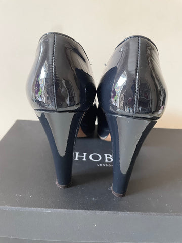 HOBBS BLAISE NAVY BLUE PATENT LEATHER PLATFORM COURT SHOES SIZE 4.5/ 37.5