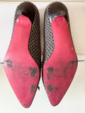 BODEN BROWN WEAVE VELVET BOW TRIM KITTEN HEELS SIZE 4/37