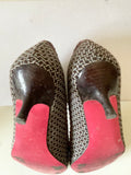 BODEN BROWN WEAVE VELVET BOW TRIM KITTEN HEELS SIZE 4/37