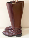 RUSSELL & BROMLEY CHESTNUT BROWN LEATHER KNEE LENGTH BOOTS SIZE 5.5/38.5