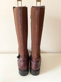 RUSSELL & BROMLEY CHESTNUT BROWN LEATHER KNEE LENGTH BOOTS SIZE 5.5/38.5