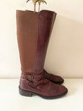 RUSSELL & BROMLEY CHESTNUT BROWN LEATHER KNEE LENGTH BOOTS SIZE 5.5/38.5