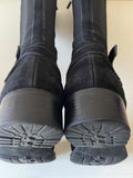 RUSSELL & BROMLEY BLACK SUEDE BUCKLE TRIM KNEE LENGTH BOOTS  SIZE 4/37