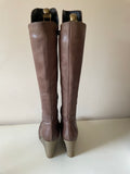 DANIEL BROWN LEATHER WEDGE HEEL TALL BOOTS SIZE 6/39