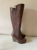 DANIEL BROWN LEATHER WEDGE HEEL TALL BOOTS SIZE 6/39