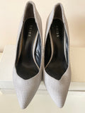 REISS GREY & WHITE CHECK DESIGN LEATHER HEELS SIZE 6/39