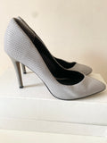 REISS GREY & WHITE CHECK DESIGN LEATHER HEELS SIZE 6/39