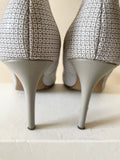 REISS GREY & WHITE CHECK DESIGN LEATHER HEELS SIZE 6/39