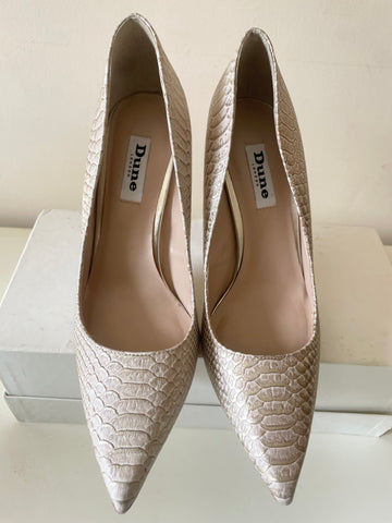 DUNE BEIGE & GOLD SNAKESKIN PRINT LEATHER HEELS SIZE 5/38