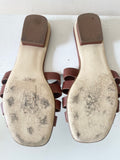 DUNE EXCLUSIVE BROWN LEATHER SLIP ON SLIDER MULES SIZE 5/38