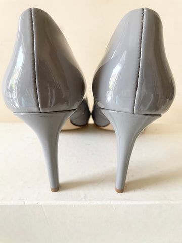 NINE WEST GREY PATENT HEELED COURT SHOES SIZE 5/38