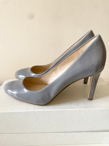 NINE WEST GREY PATENT HEELED COURT SHOES SIZE 5/38