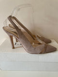 LK BENNETT BEIGE SUEDE & LEATHER SLINGBACK HEELS SIZE 5/38