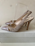 LK BENNETT BEIGE SUEDE & LEATHER SLINGBACK HEELS SIZE 5/38