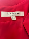 LK BENNETT CORVINA RED CAP SLEEVED DRAPED FRONT PENCIL DRESS SIZE 14