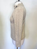 UNBRANDED 100% CASHMERE OATMEAL/ BEIGE BUTTON NECK LONG SLEEVED JUMPER SIZE S