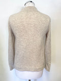 UNBRANDED 100% CASHMERE OATMEAL/ BEIGE BUTTON NECK LONG SLEEVED JUMPER SIZE S