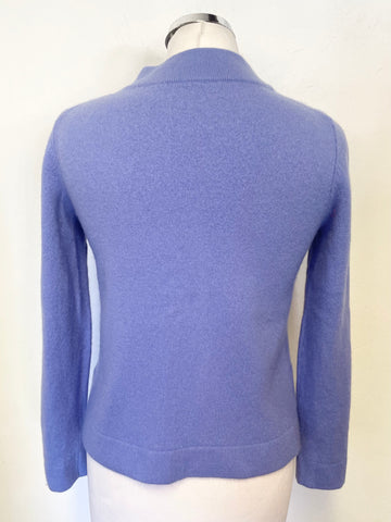 UNBRANDED 100% CASHMERE LILAC BUTTON NECK LONG SLEEVED JUMPER SIZE S