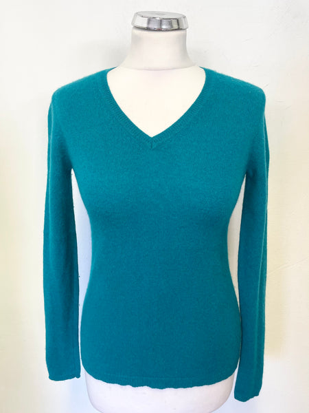 UNBRANDED 100% CASHMERE KINGFISHER GREEN LONG SLEEVED JUMPER  SIZE S