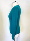 UNBRANDED 100% CASHMERE KINGFISHER GREEN LONG SLEEVED JUMPER  SIZE S