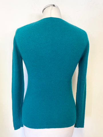 UNBRANDED 100% CASHMERE KINGFISHER GREEN LONG SLEEVED JUMPER  SIZE S