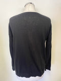 WHISTLES BLACK SEQUIN FRONT LONG SLEEVED JUMPER SIZE 14