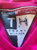 TOMMY HILFIGER PINK V NECK LONG SLEEVED JUMPER  SIZE M