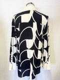 MINT VELVET BLACK & IVORY PRINT LONG SLEEVED BLOUSE SIZE L