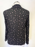 HUSH BLACK & PINK STAR PRINT RUCHED NECK LONG SLEEVED TOP SIZE 8