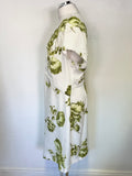 MINUET PETITE IVORY & GREEN FLORAL PRINT CAP SLEEVE SHIFT DRESS SIZE 18