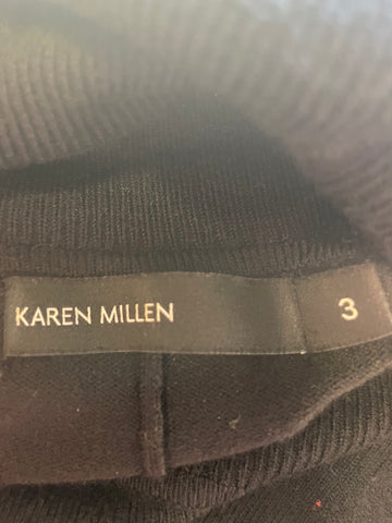 KAREN MILLEN BLACK POLO NECK LONG SLEEVE CONTRAST REAR PANEL JUMPER SIZE 3 UK 12/14