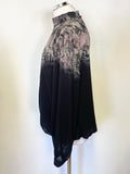 MINT VELVET BLACK SNAKESKIN PRINT HIGH NECK LONG SLEEVED BLOUSON TOP SIZE 14