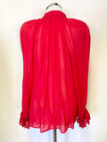 MINT BY MINT VELVET RED TIE BOW NECK LONG SLEEVE BLOUSE SIZE 14